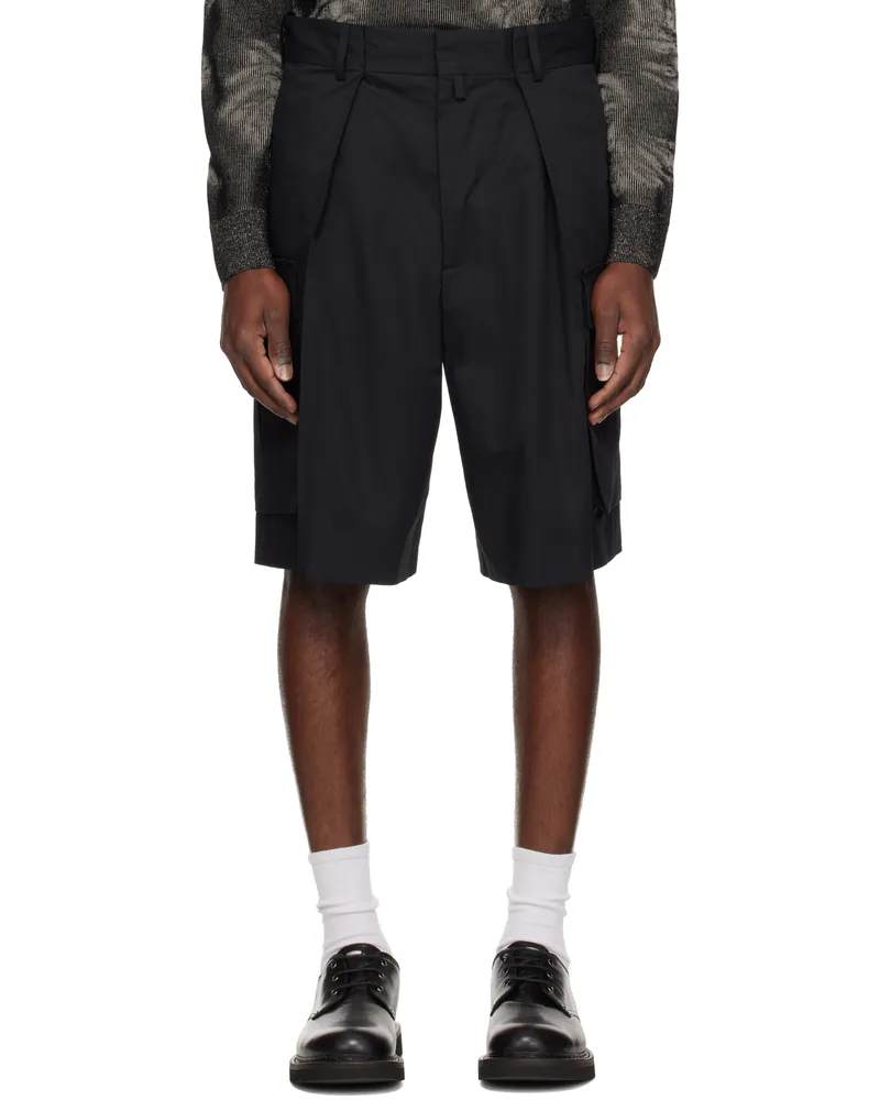 Dries van Noten Black Pleated Cargo Shorts 900