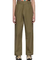 Spencer Badu Khaki Pleated Trousers Green