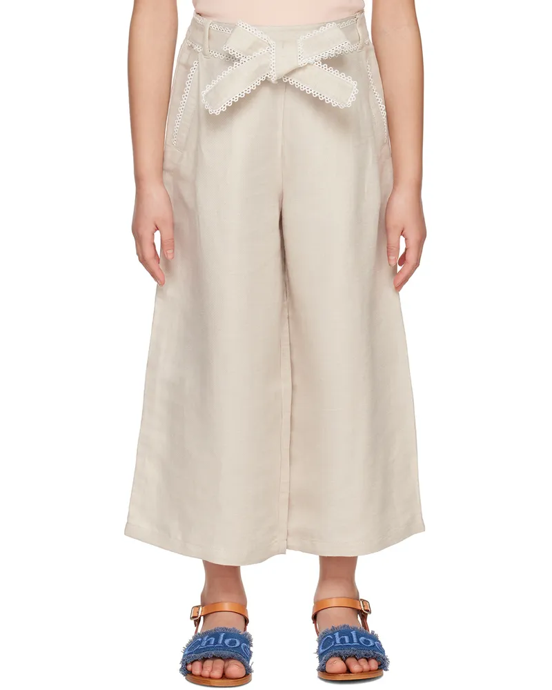 Chloé Kids Beige Lace Trim Trousers 133