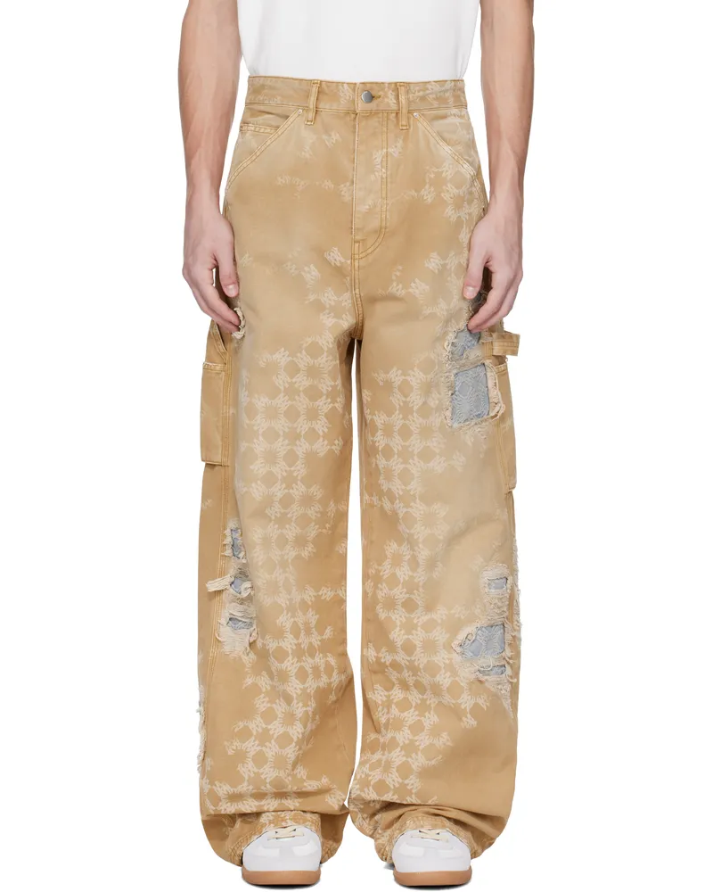 Amiri Tan Repair Jeans Camel