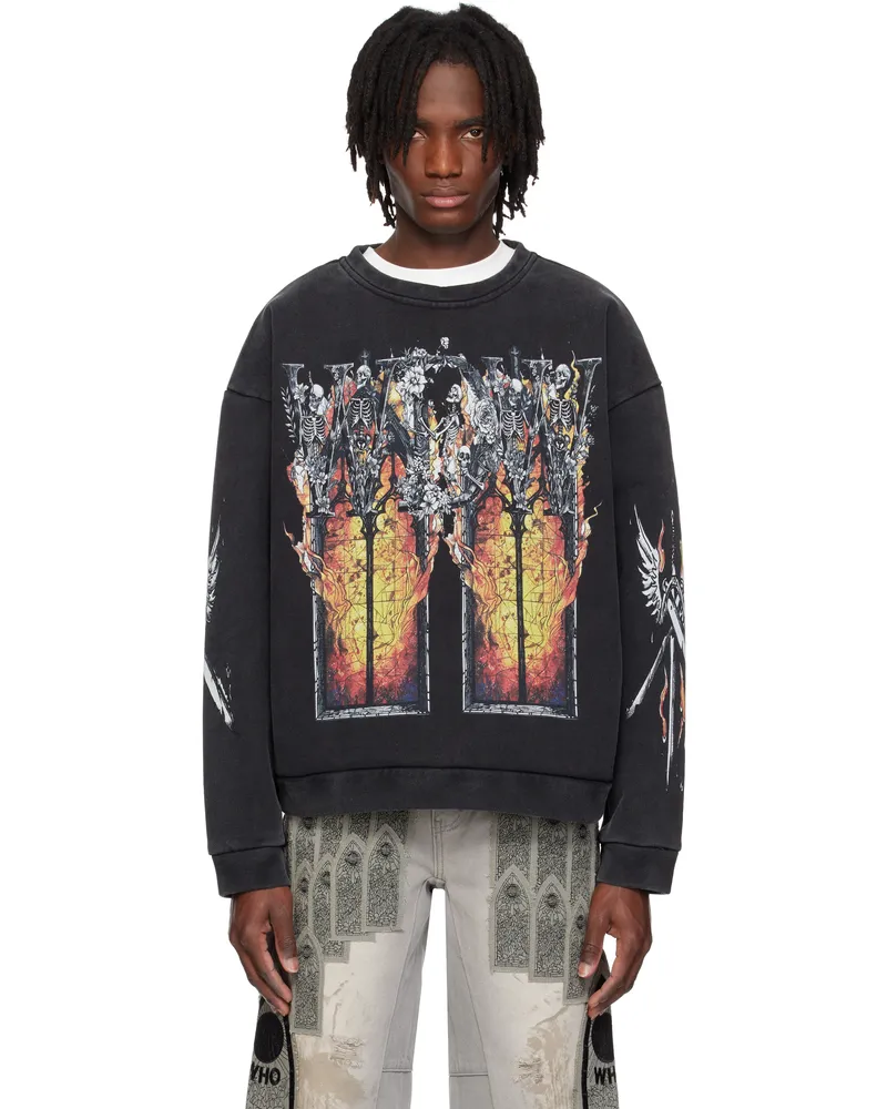 WHO DECIDES WAR Black Ember Chapel Crewneck Sweatshirt Coal