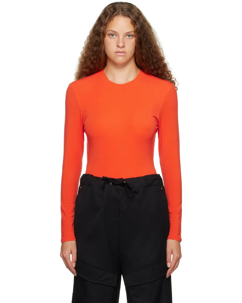 Paris Georgia Orange Backless Bodysuit Tangerine