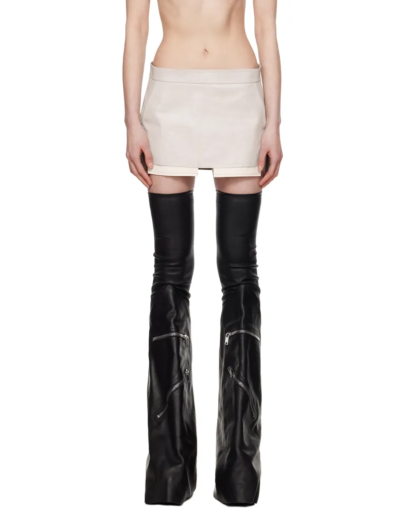 Rick Owens Off-White Hollywood Fog Cutoff Denim Miniskirt 41
