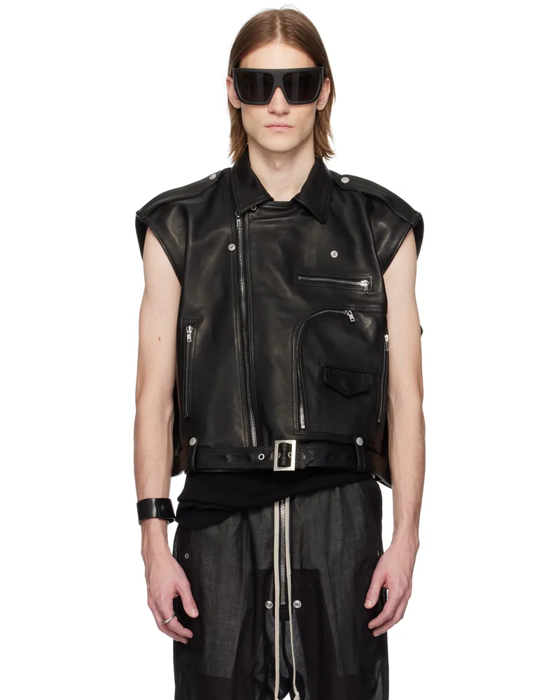 Rick Owens Black Hollywood SL Jumbo Bauhaus Leather Vest 09