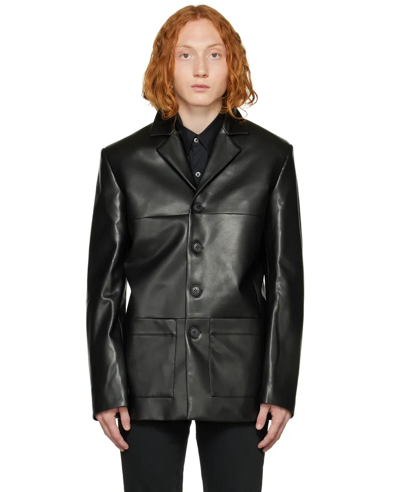 MISBHV Black Davide Faux-Leather Blazer Black