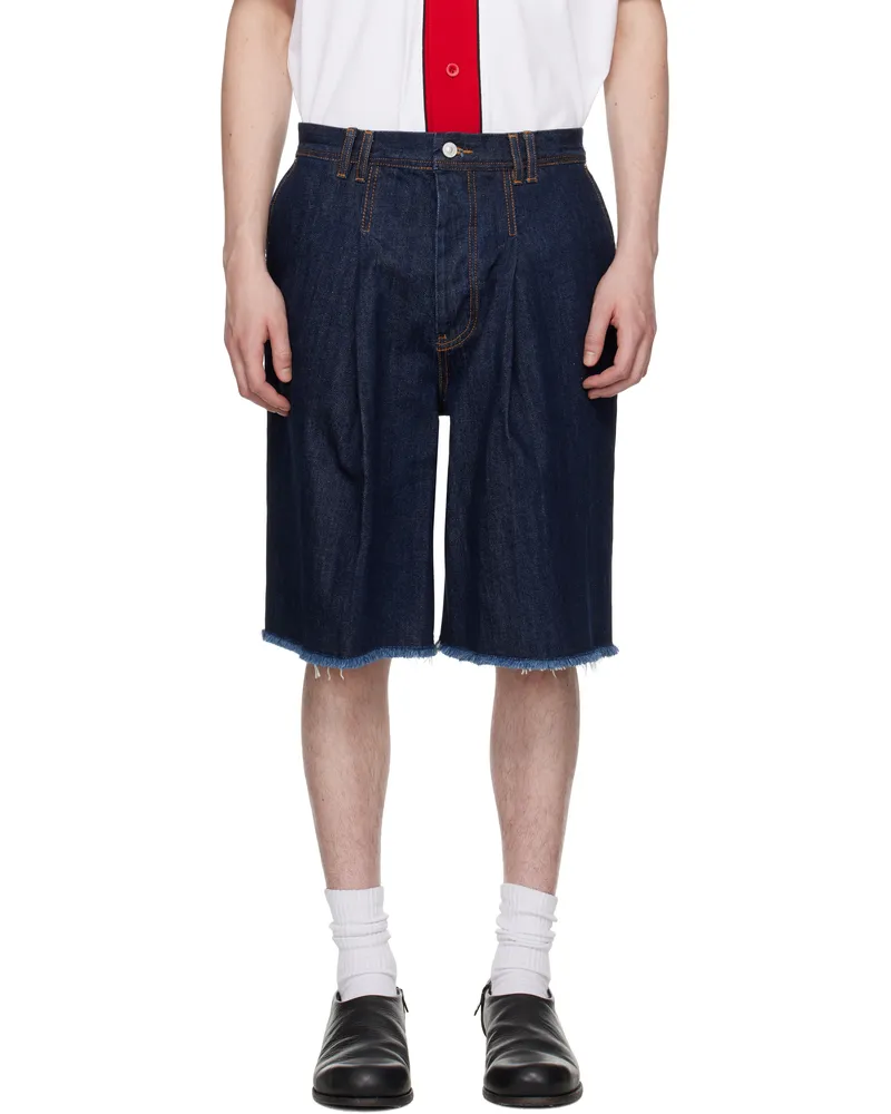 KUSIKOHC Navy Dart Denim Shorts Blue