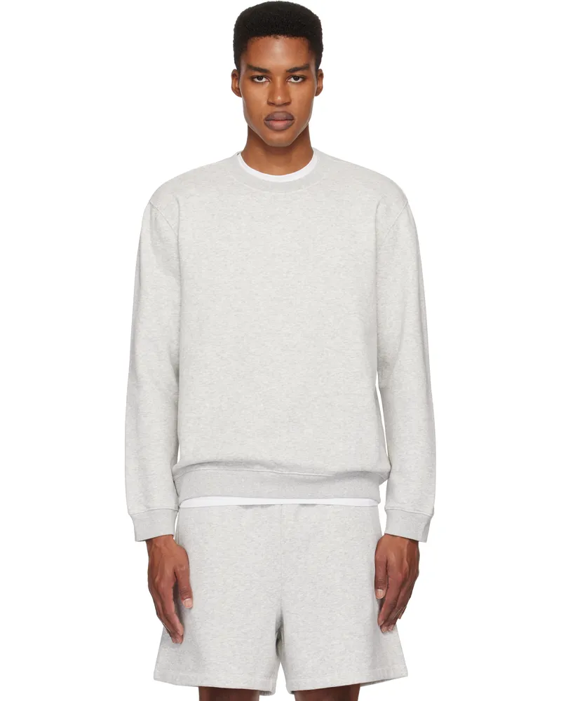 SKIMS Gray Fleece Lounge Classic Crewneck Sweatshirt Light