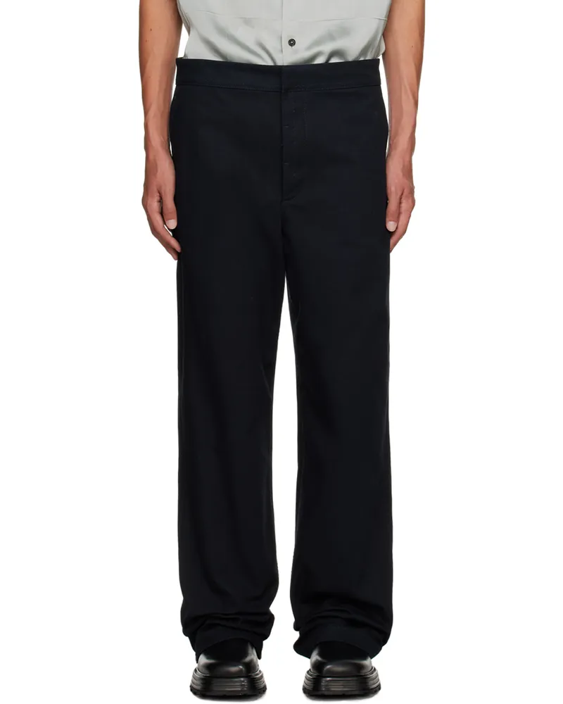 Jil Sander Navy Compact Washed Trousers 401