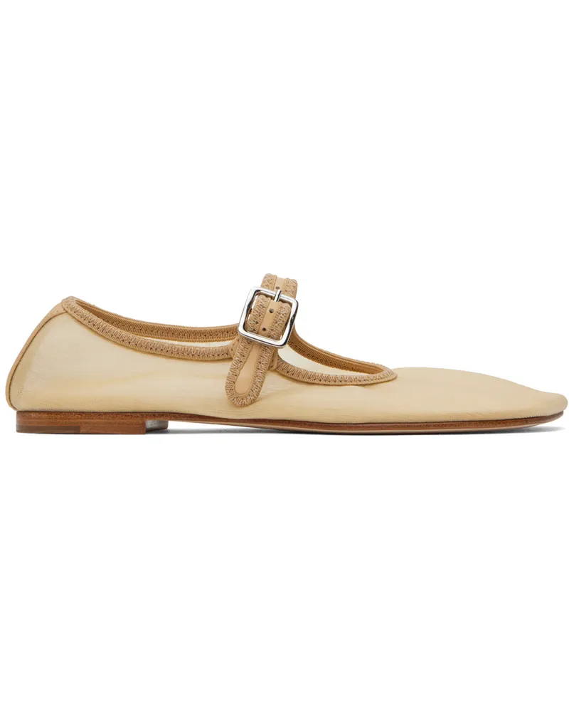 Sandy Liang SSENSE Exclusive Beige Mary Jane Mesh Ballerina Flats Sand
