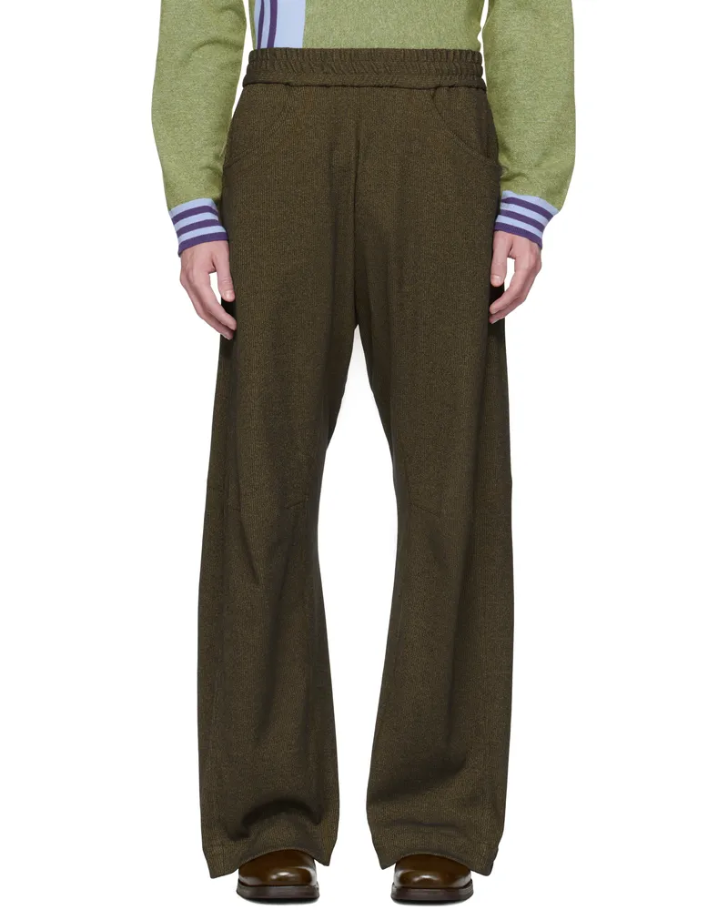 Omar Afridi Khaki Knee Darted Flare Sweatpants Dirty