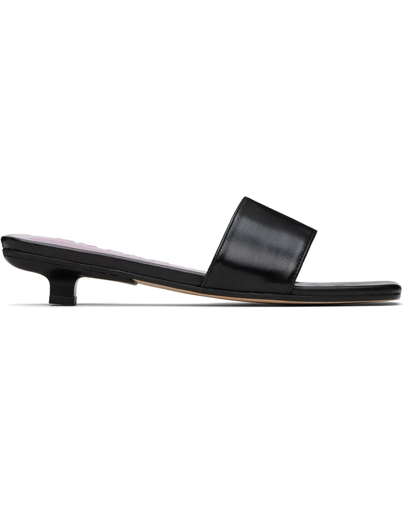 by FAR Black Ceni Creased Leather Heeled Sandals Bk001