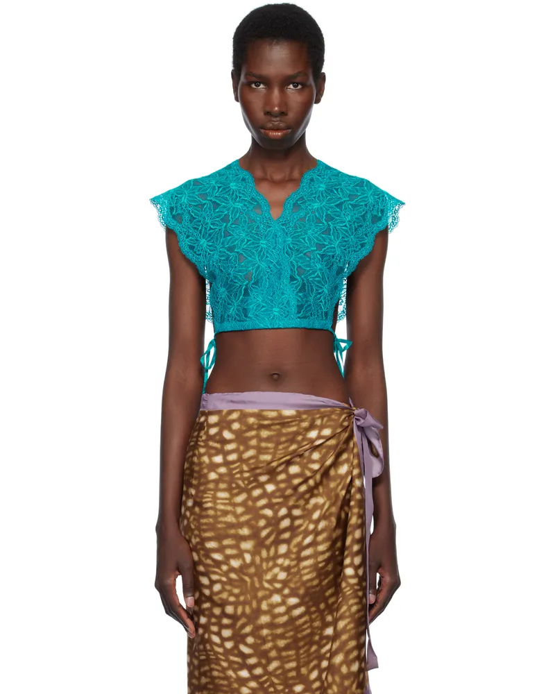 Dries van Noten Blue Lace Crop Top 503