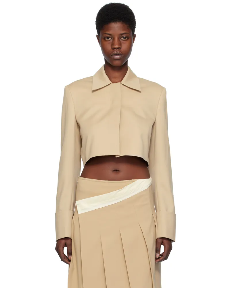 LOW CLASSIC Beige Cropped Jacket Beige
