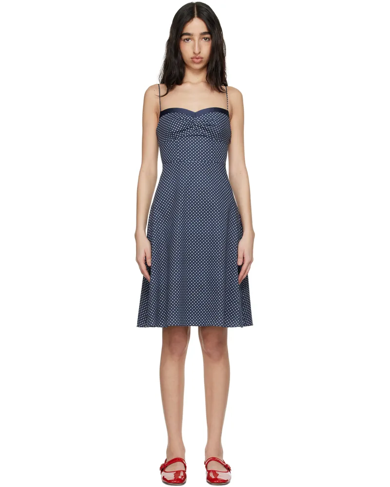 GUIZIO Navy Margaux Midi Dress Blue