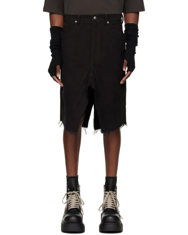 Rick Owens Black Porterville Slivered Denim Skirt 09