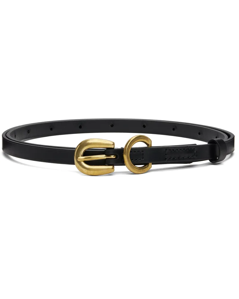AURALEE Black Leather Narrow Belt Black