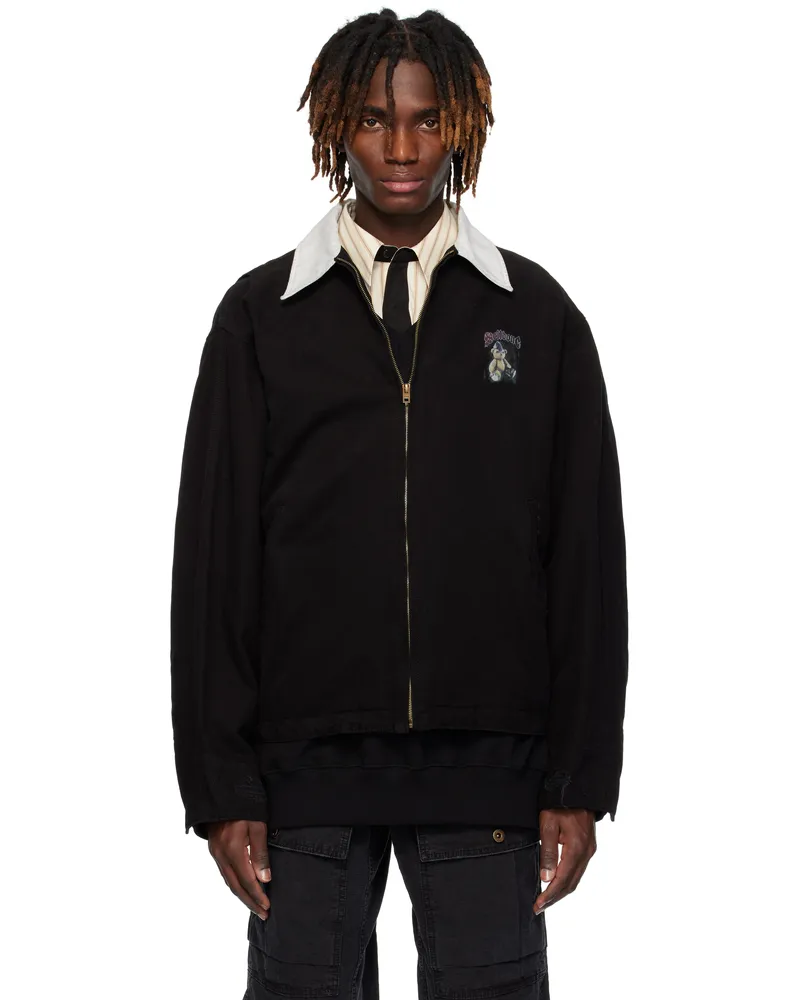WE 11 DONE Black Punk Teddy Work Jacket Black