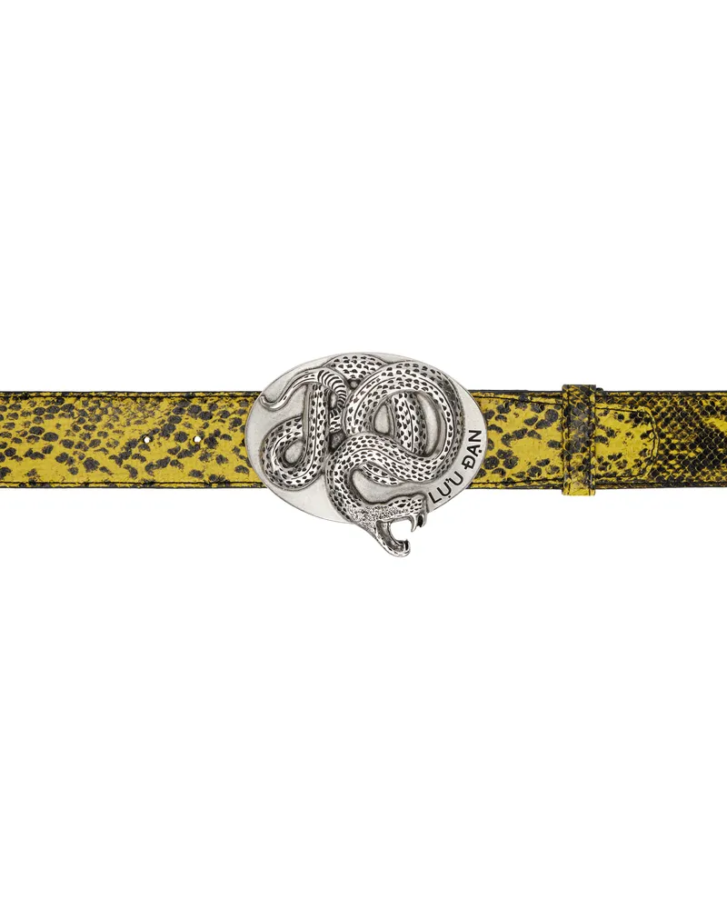LU'U DAN Black & Yellow 'Year of the Snake' Jungle Carpet Python Belt Jungle