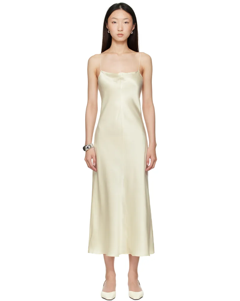 Meta Campania Collective Off-White Alma Fluid Silk Midi Dress Natural