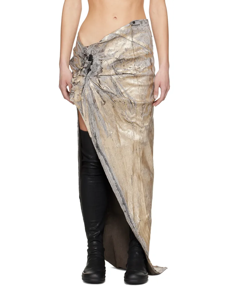 DRKSHDW by Rick Owens Gold Hollywood Soft Edfu Long Denim Maxi Skirt 02