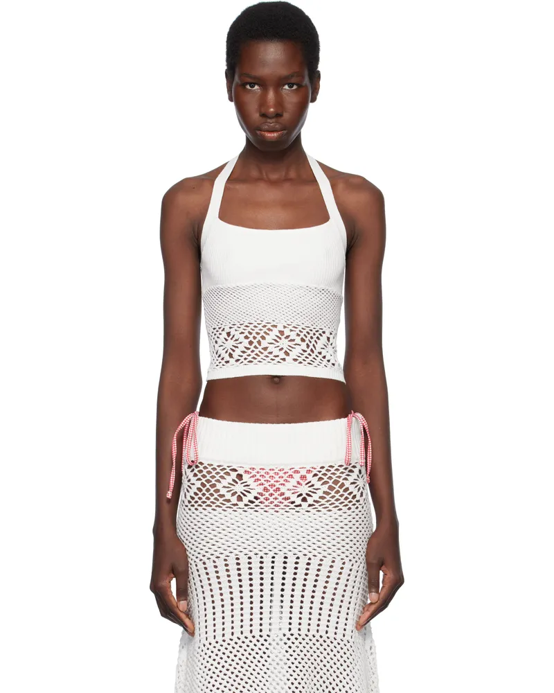 Frankies Bikinis White Orchard Crochet Halter Top White