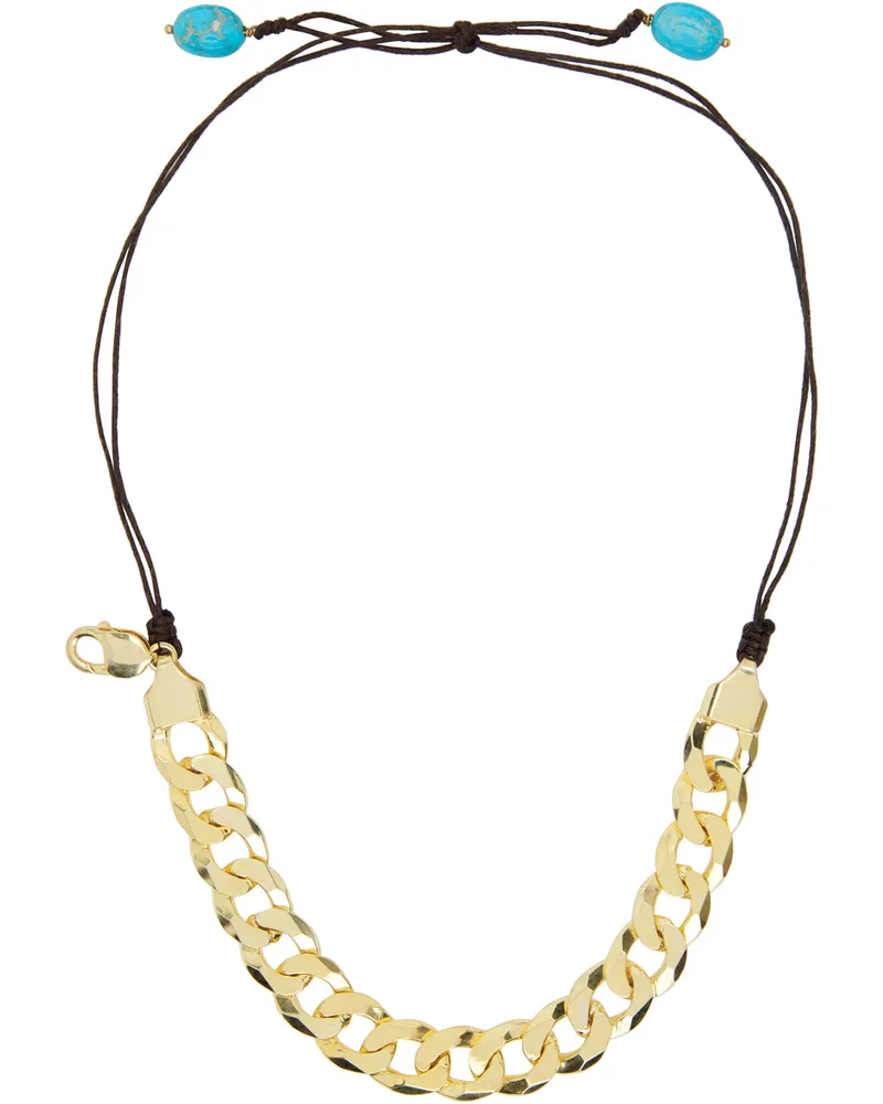 Magliano Brown & Gold Chain Of Fools Necklace 03