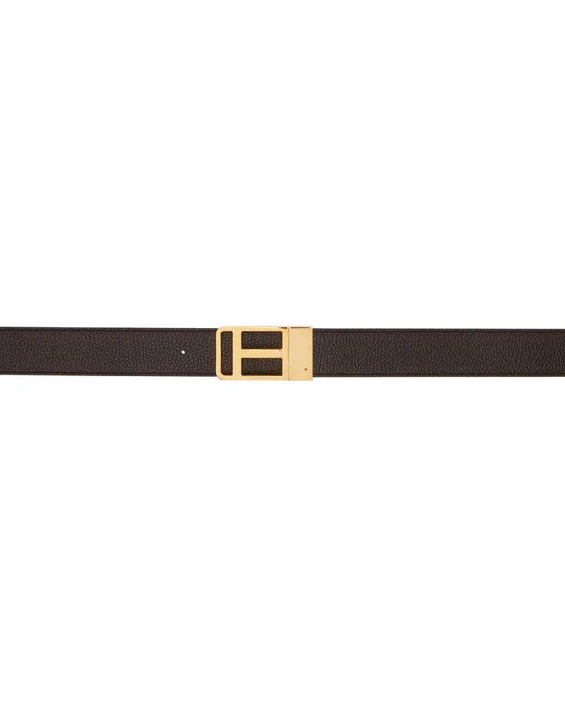 Tom Ford Brown & Black Soft Grain Leather Reversible Belt Brown