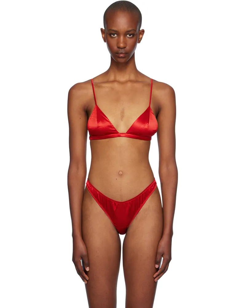 Fleur Du Mal Red Luxe Triangle Bra 0323