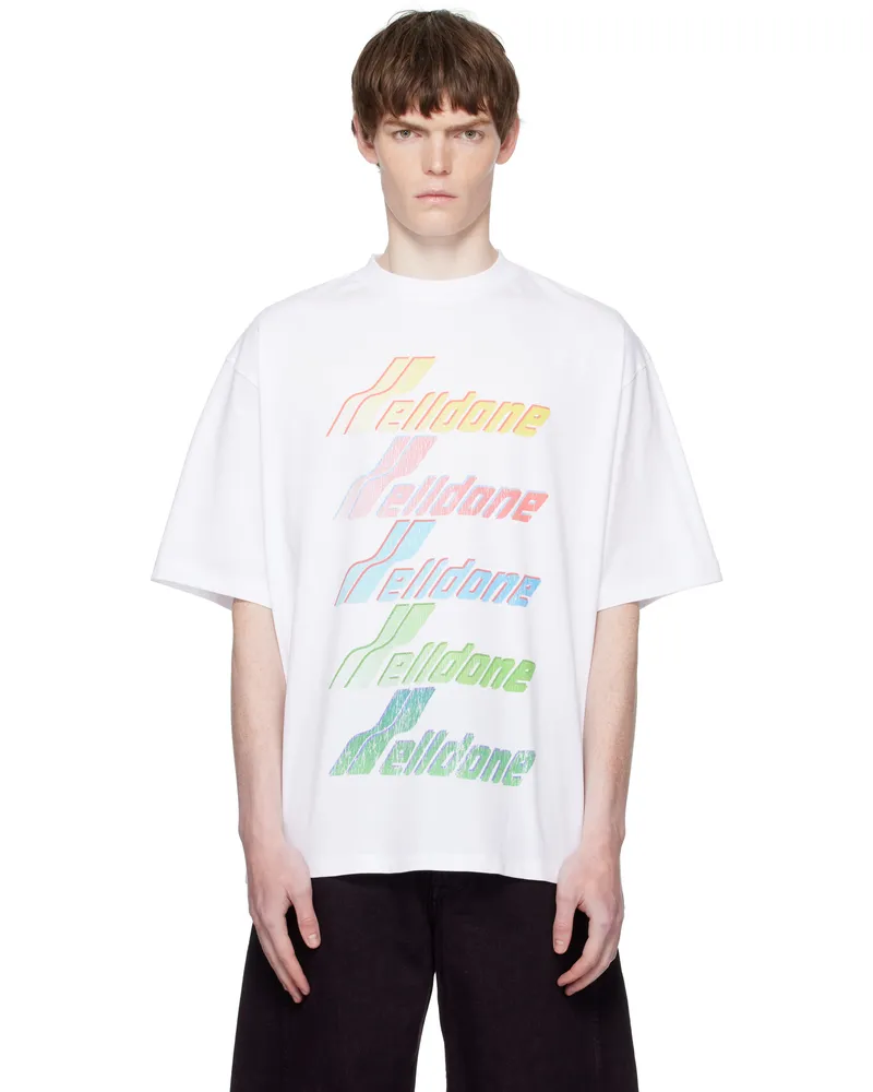 WE 11 DONE White Multi Rainbow Logo T-shirt White