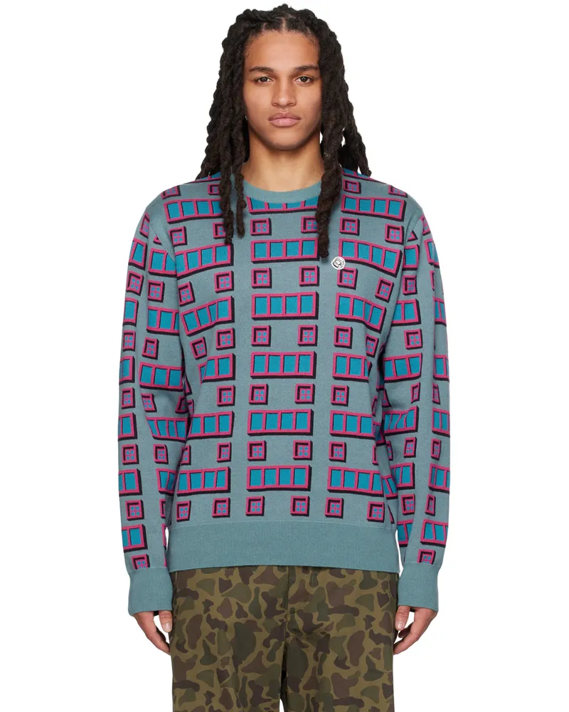 Billionaire Boys Club Multicolour Crewneck Sweater Blue