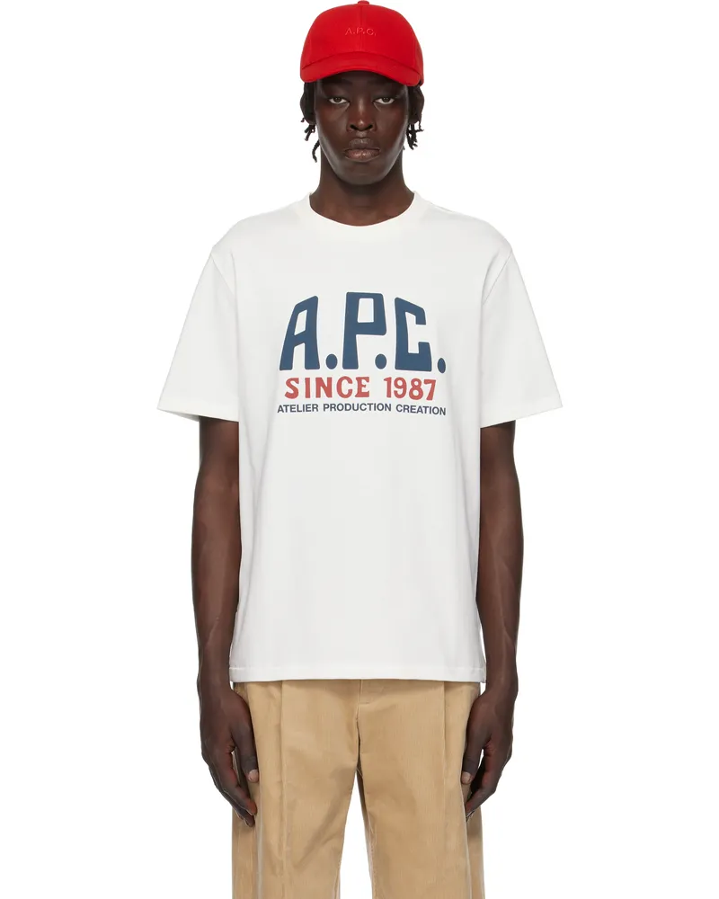 A.P.C. White Print Label T-shirt Aab