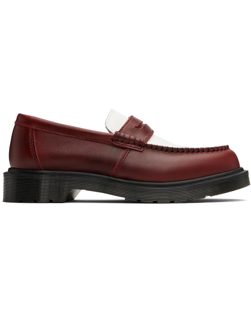 Dr.Martens Burgundy & White Penton Two-Tone Leather Loafers Burgundy+white