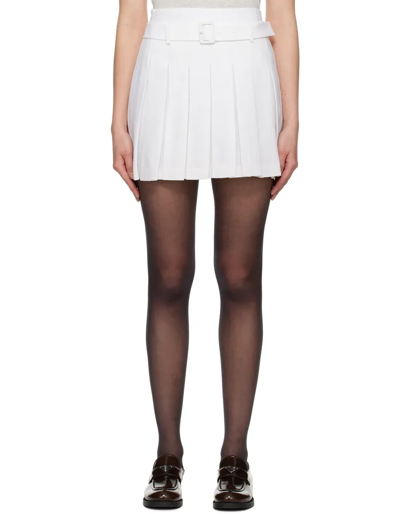 SHUSHU/TONG White Belt-Embellished Pleated Miniskirt Wh100