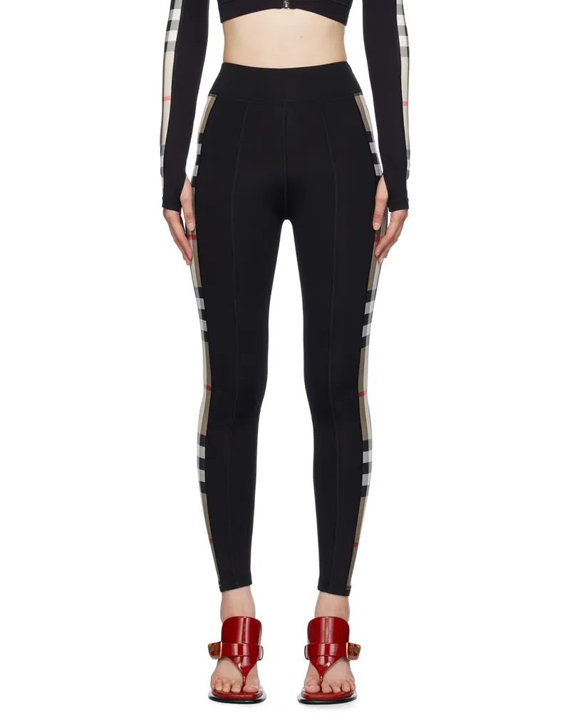Burberry Black Check Trim Leggings A1189