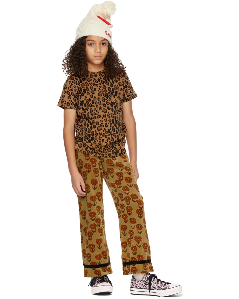 Mini Rodini Kids Tan Basic Leopard T-Shirt Brown