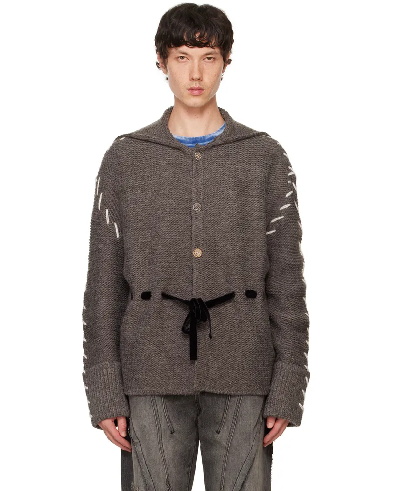 Andersson Bell Gray Charlie Big Collar Chunky Cardigan Grey