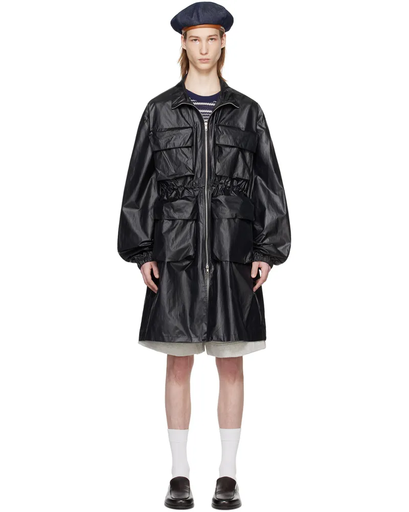 AFTER PRAY Black Military Coat Black