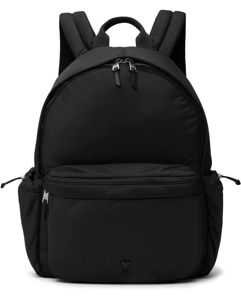 AMI Paris Black Ami De Coeur Backpack Wool