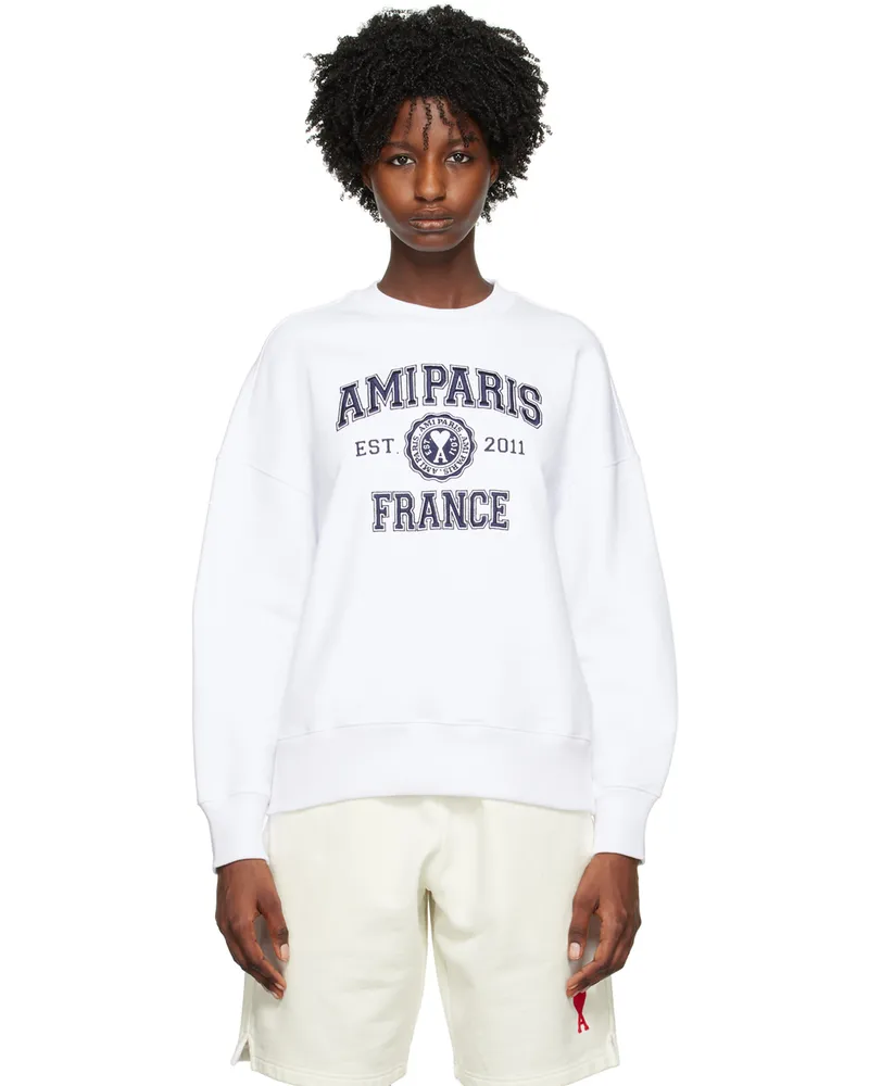 AMI Paris White 'Ami Paris France' Sweatshirt 100