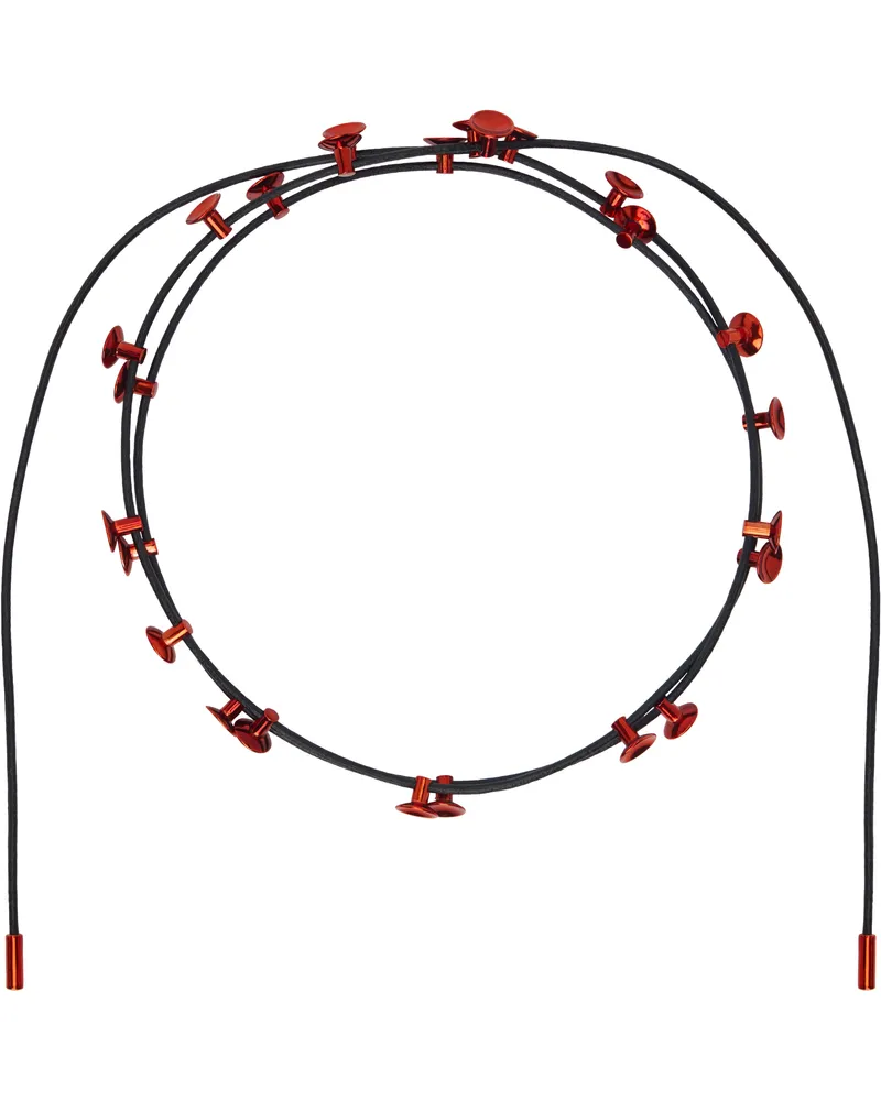 Hugo Kreit SSENSE Exclusive Black & Red Stud Lacet Necklace Red