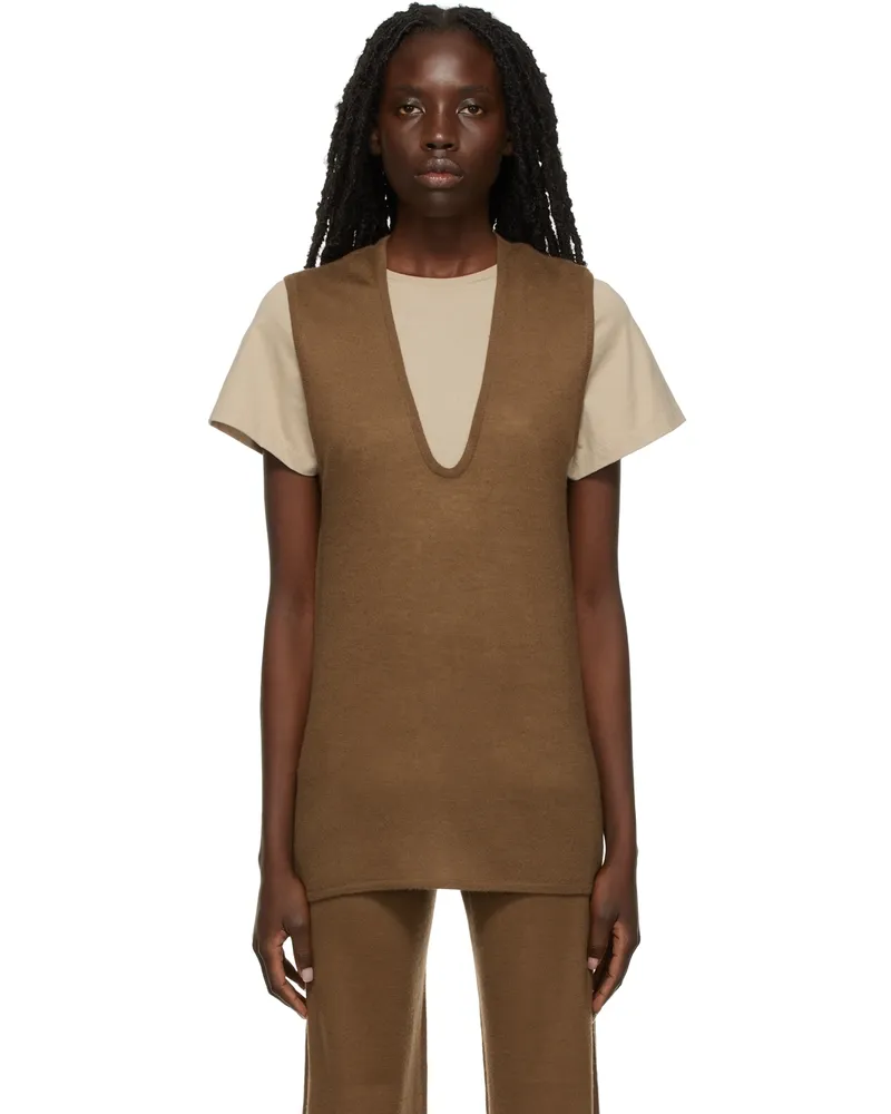 Frenckenberger Tan Loose Knit Tank Top 7