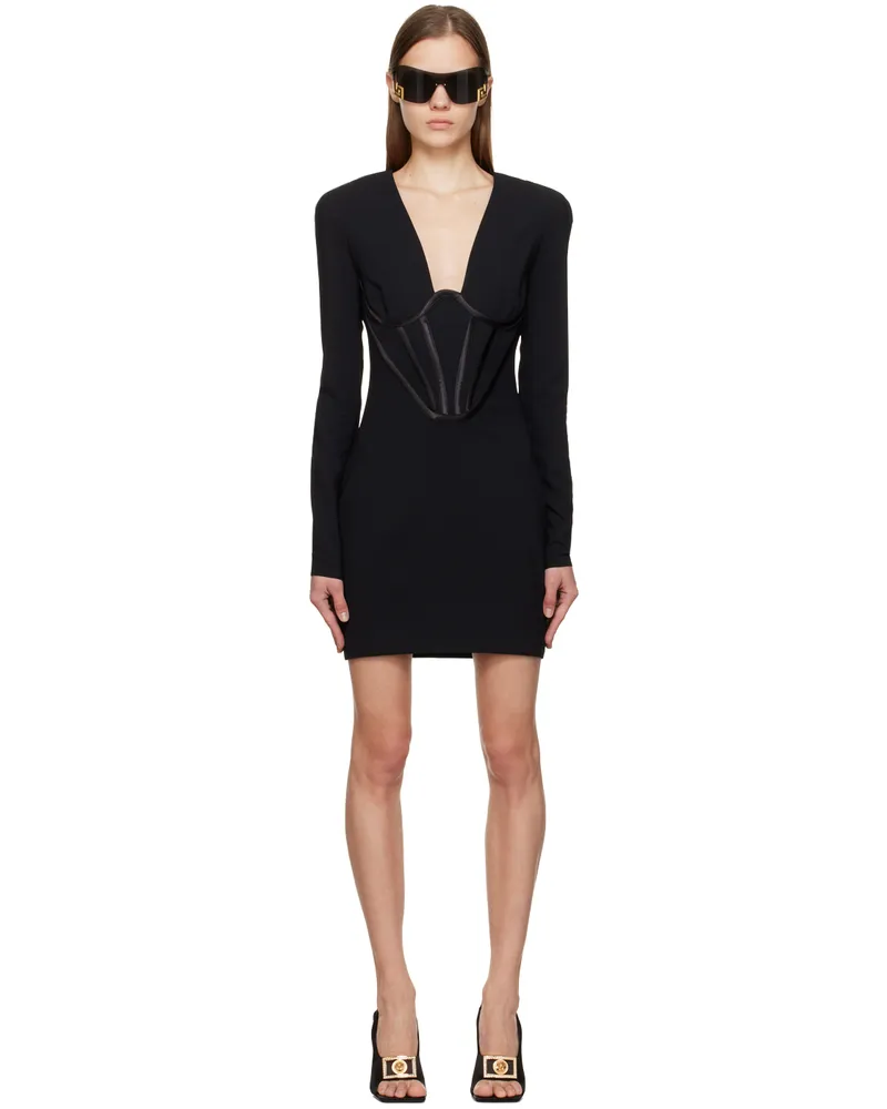 Versace Black Corset Mini Dress 1b000