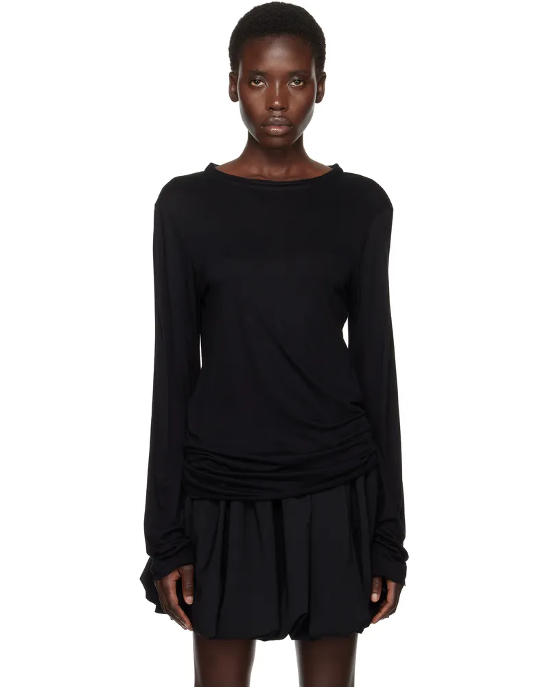 AARON ESH Black Satin Trim T-shirt Black