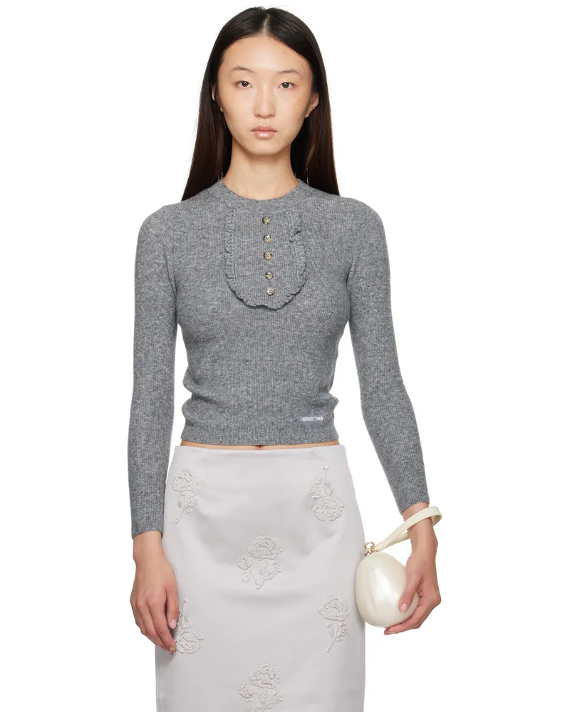 SHUSHU/TONG Gray Round-Neck Knit Sweater Gr100