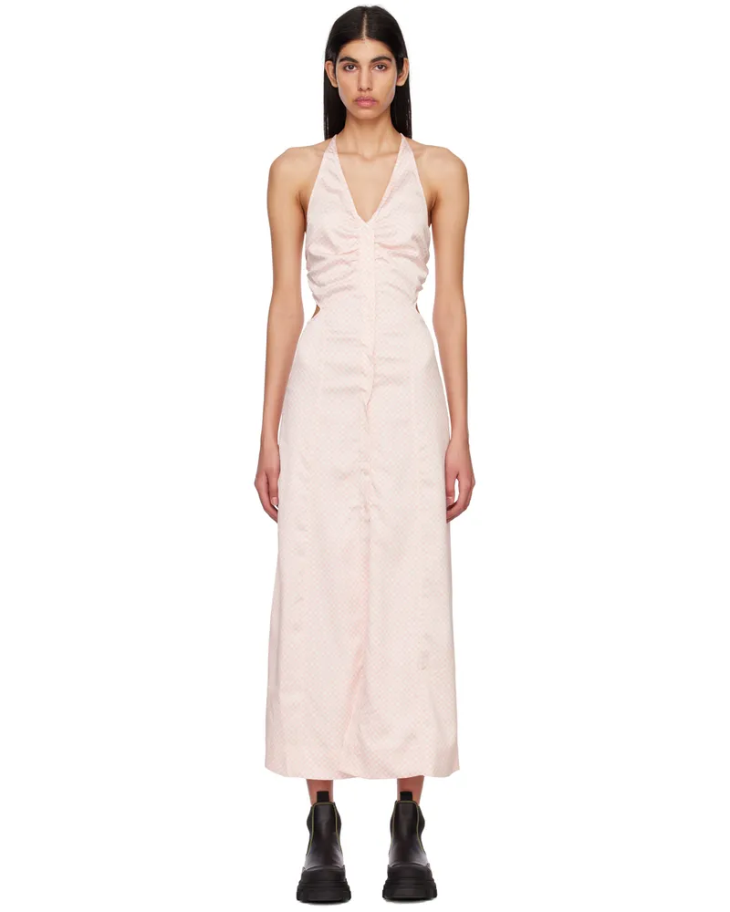 Ganni Pink Check Midi Dress 428