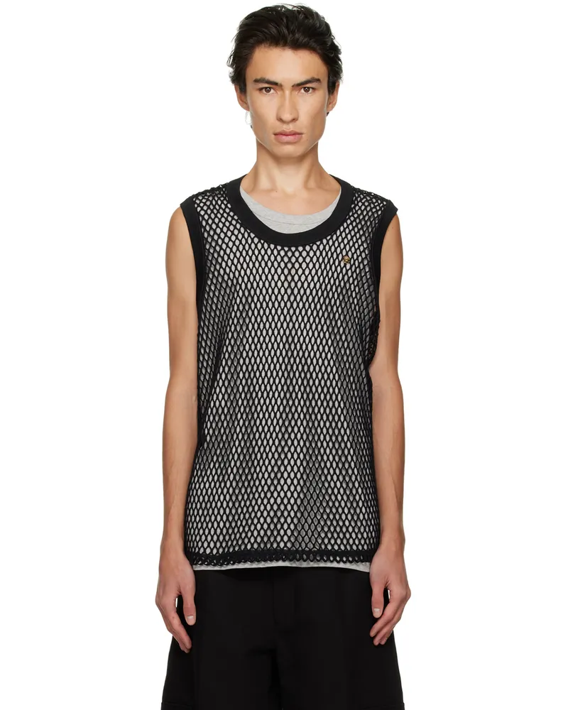 RECTO Black & Gray Honeycomb Tank Top Set Bk
