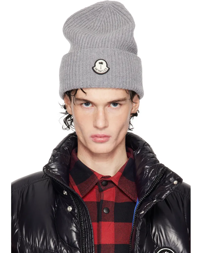 Moncler Moncler x Palm Angels Gray Tricot Beanie 940-Grey