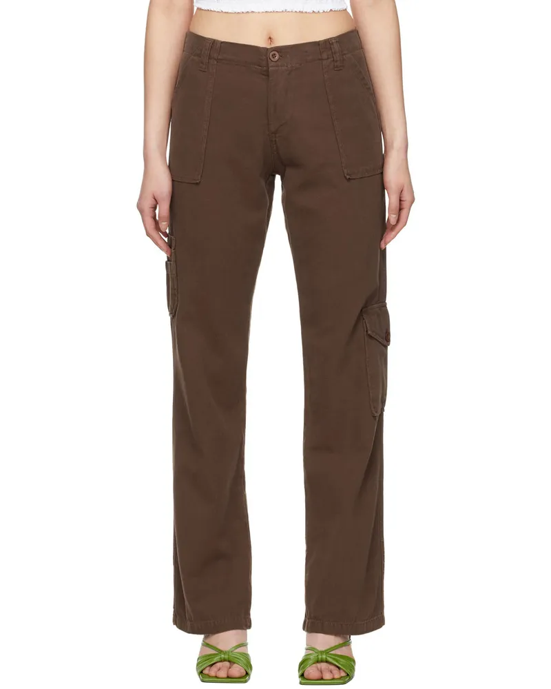 GUIZIO Brown Cotton Trousers Brown