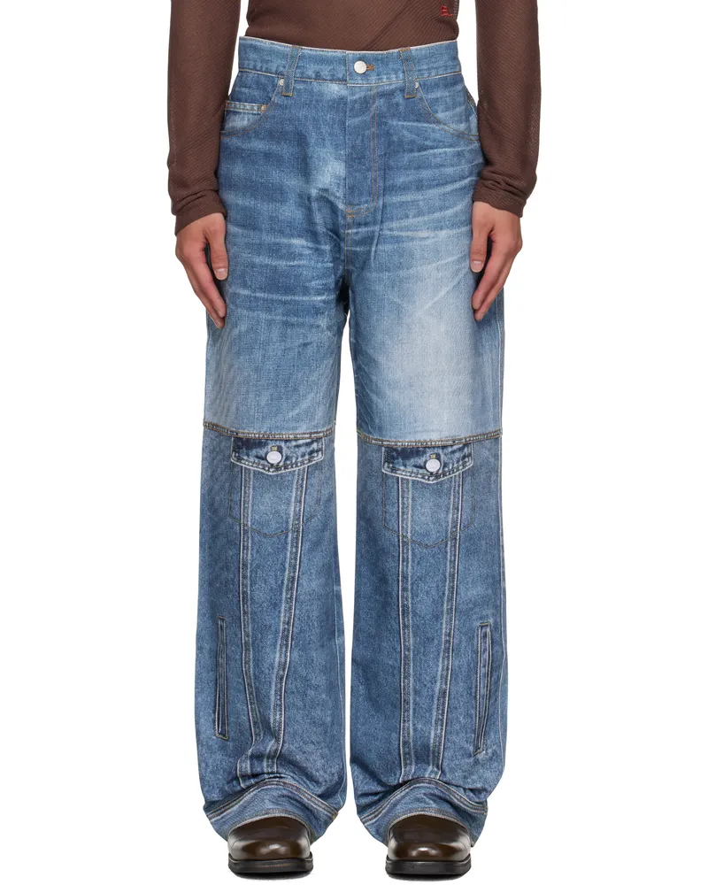 Andersson Bell Blue Printed Jeans Blu
