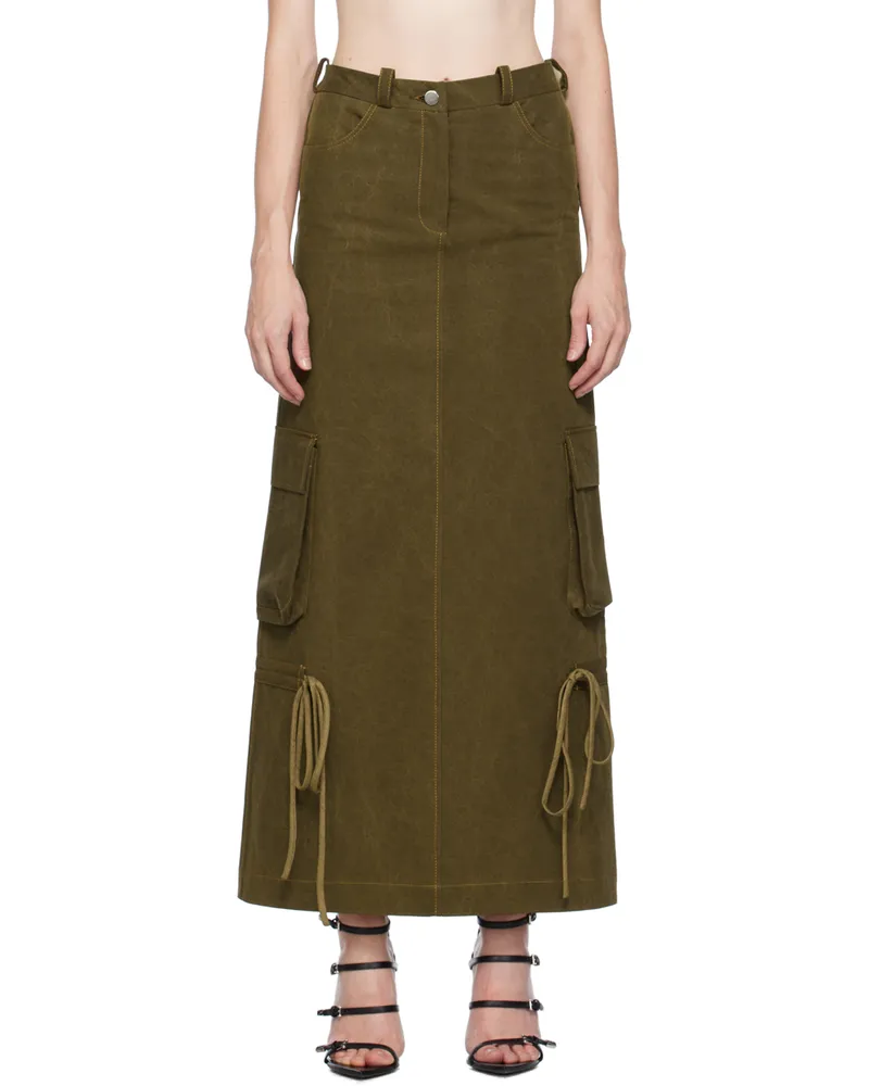 Lado Bokuchava Khaki Cargo Maxi Skirt Wood